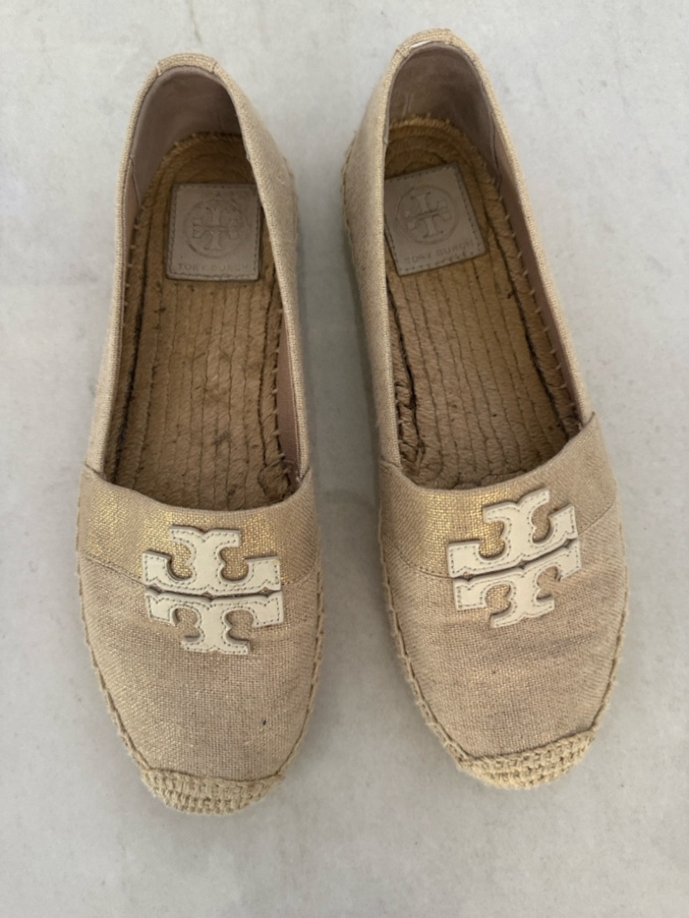 Tory Burch Women's Beige Espadrille, Size 8, Nude Flats Shoes.